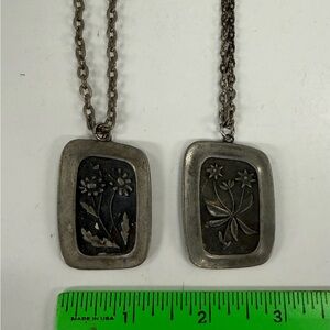 Rune Tennesmed Sweden modernist pewter pendants on chains